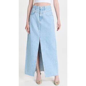 SLVRLAKE Dallas Double Yoke Denim Maxi Skirt Clear Skies Light Wash 28